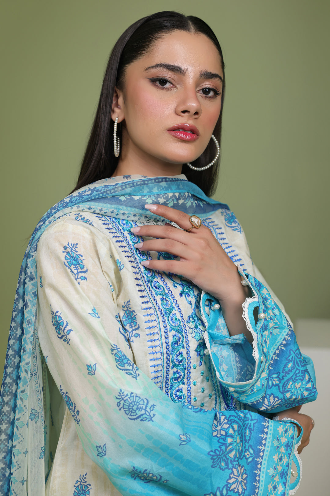 Zellbury | Unstitched 2 Piece Lawn | Embroidered Shirt Dupatta - 1694 - House Of Zarish