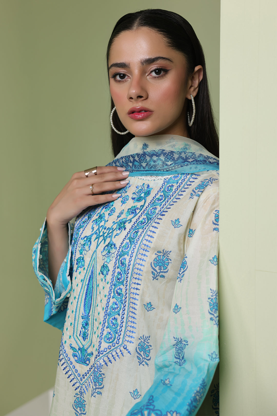 Zellbury | Unstitched 2 Piece Lawn | Embroidered Shirt Dupatta - 1694 - House Of Zarish