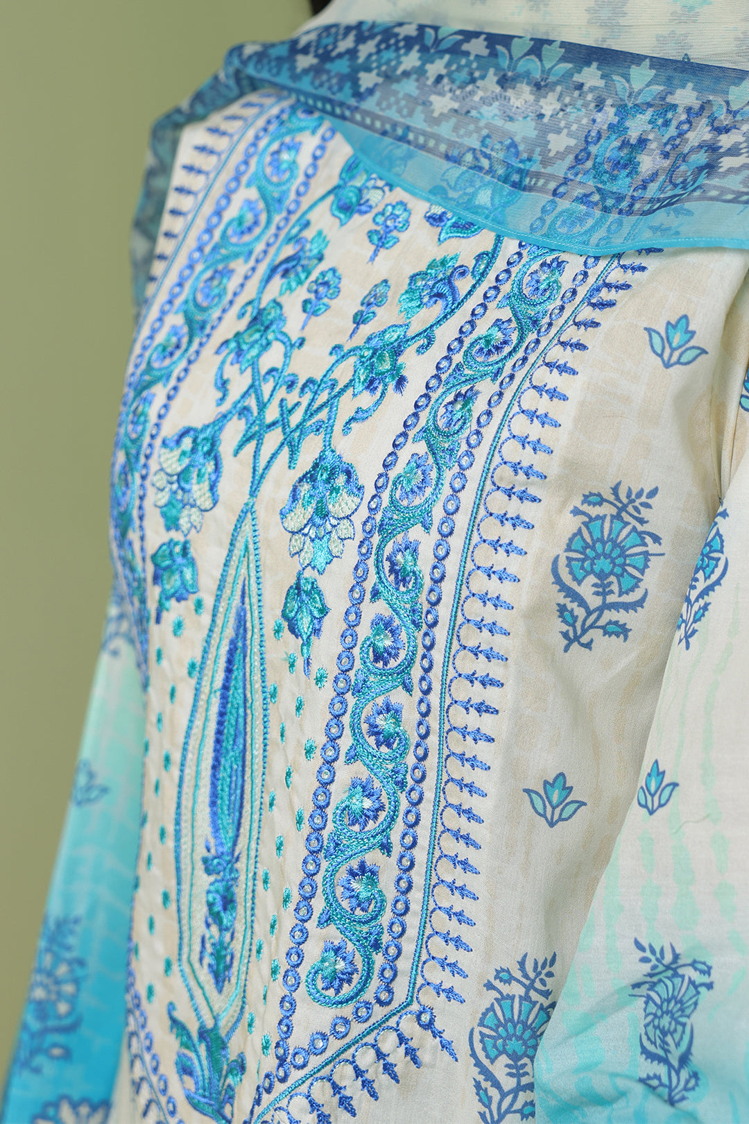 Zellbury | Unstitched 2 Piece Lawn | Embroidered Shirt Dupatta - 1694 - House Of Zarish