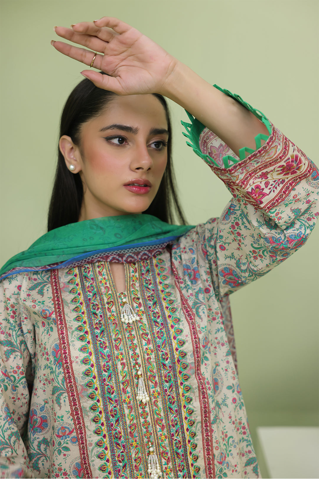 Zellbury | Unstitched 2 Piece Lawn | Embroidered Shirt Dupatta - 1714 - House Of Zarish