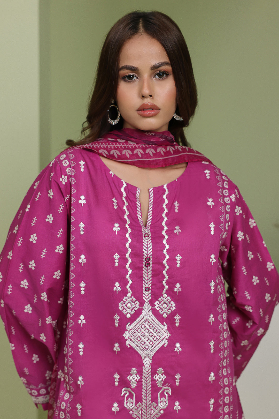 Zellbury | Unstitched 2 Piece Lawn | Embroidered Shirt Dupatta - 1717 - House Of Zarish