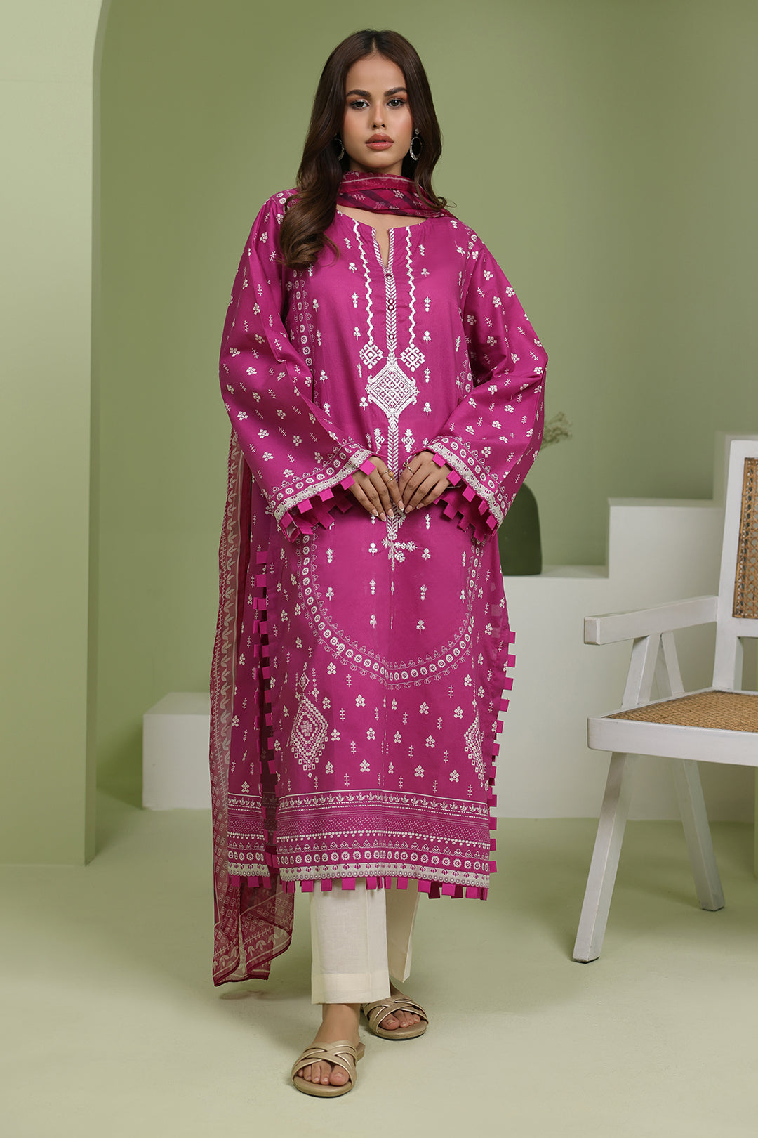 Zellbury | Unstitched 2 Piece Lawn | Embroidered Shirt Dupatta - 1717 - House Of Zarish