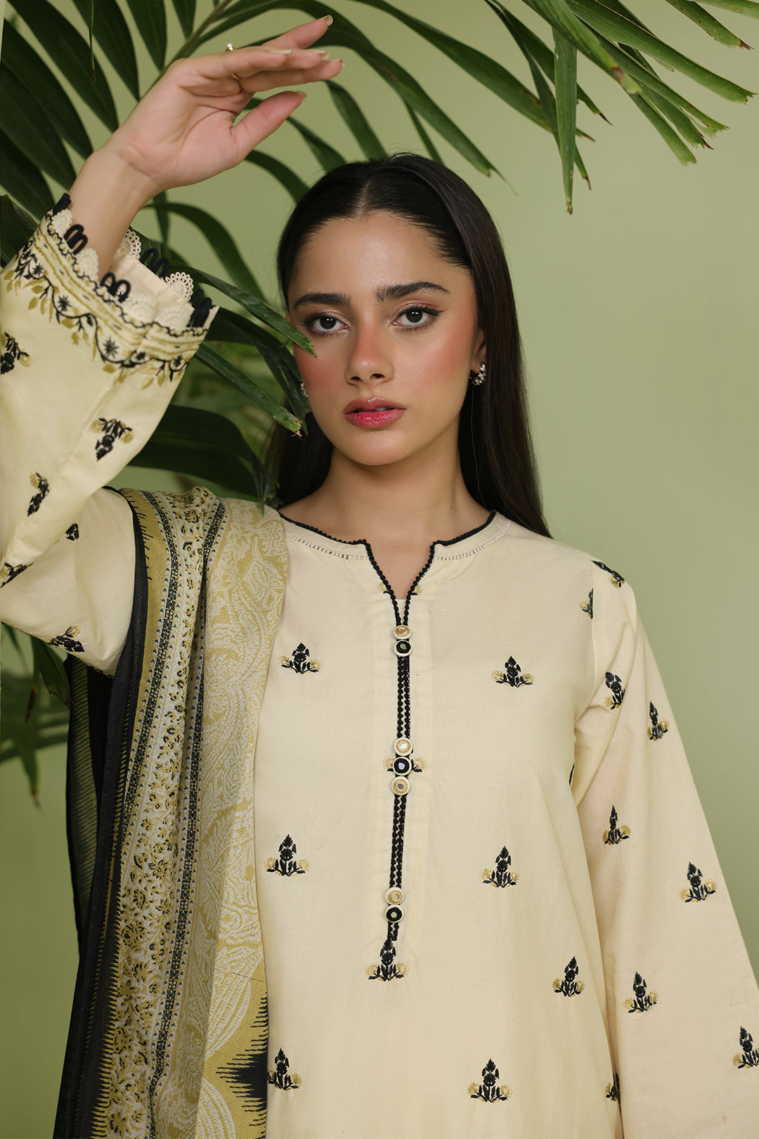 Zellbury | Unstitched 3 Piece Lawn | Embroidered Shirt Shalwar Dupatta - 1369 - House Of Zarish