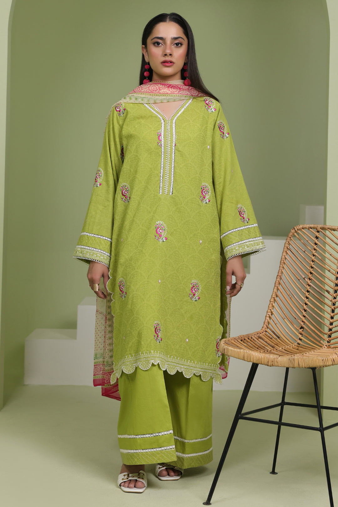 Zellbury | Unstitched 3 Piece Lawn | Embroidered Shirt Shalwar Dupatta - 1462 - House Of Zarish
