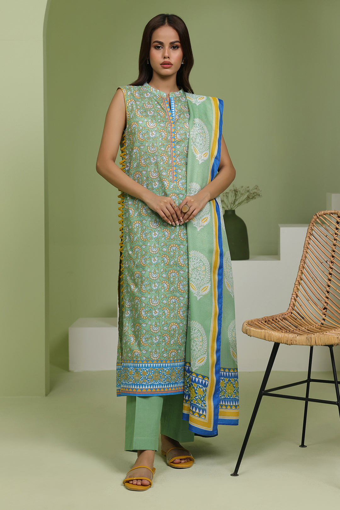 Zellbury | Unstitched 3 Piece Lawn | Shirt Shalwar Dupatta - 1419 - House Of Zarish