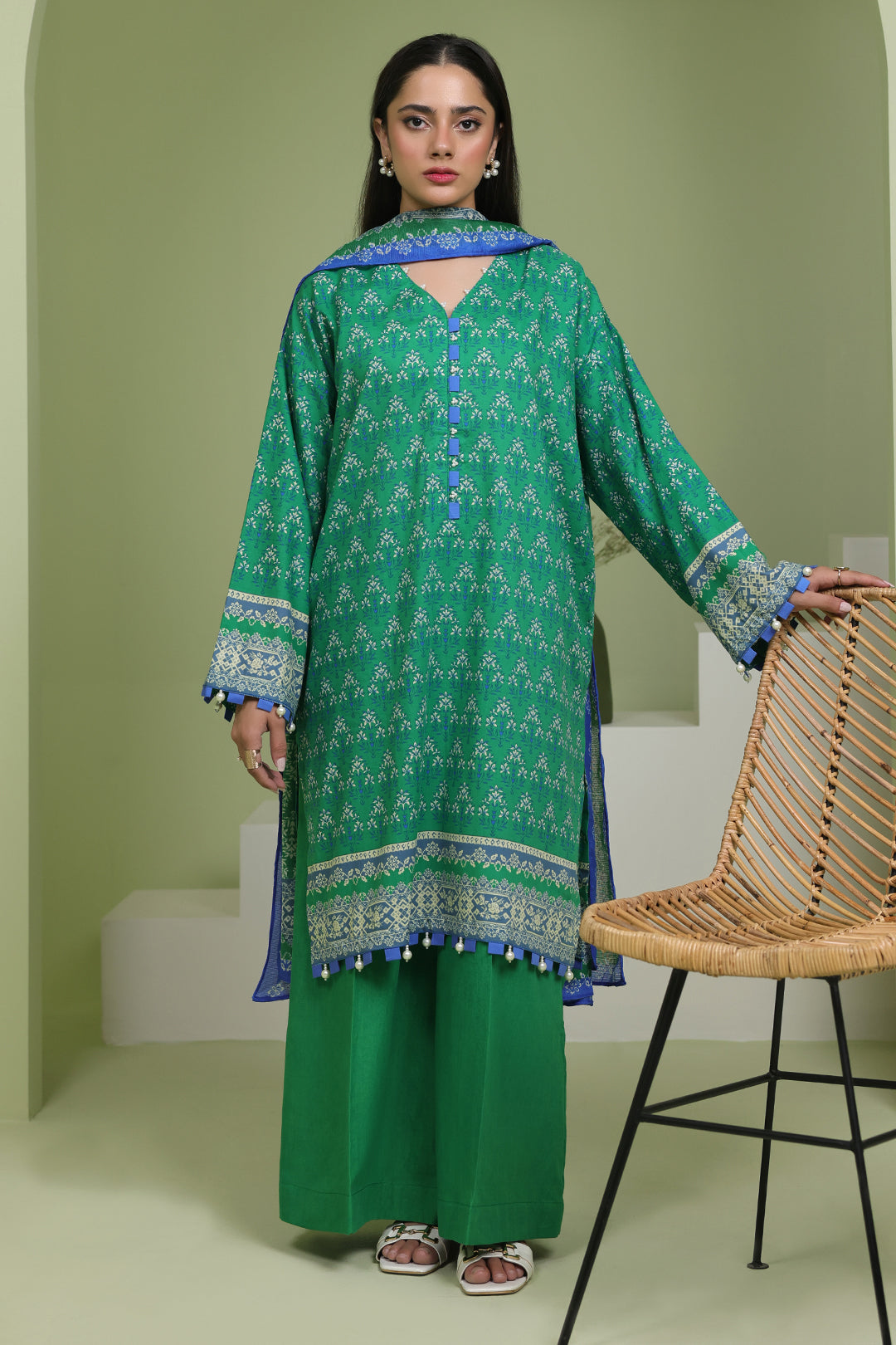 Zellbury | Unstitched 3 Piece Lawn | Shirt Shalwar Dupatta - 1697 - House Of Zarish